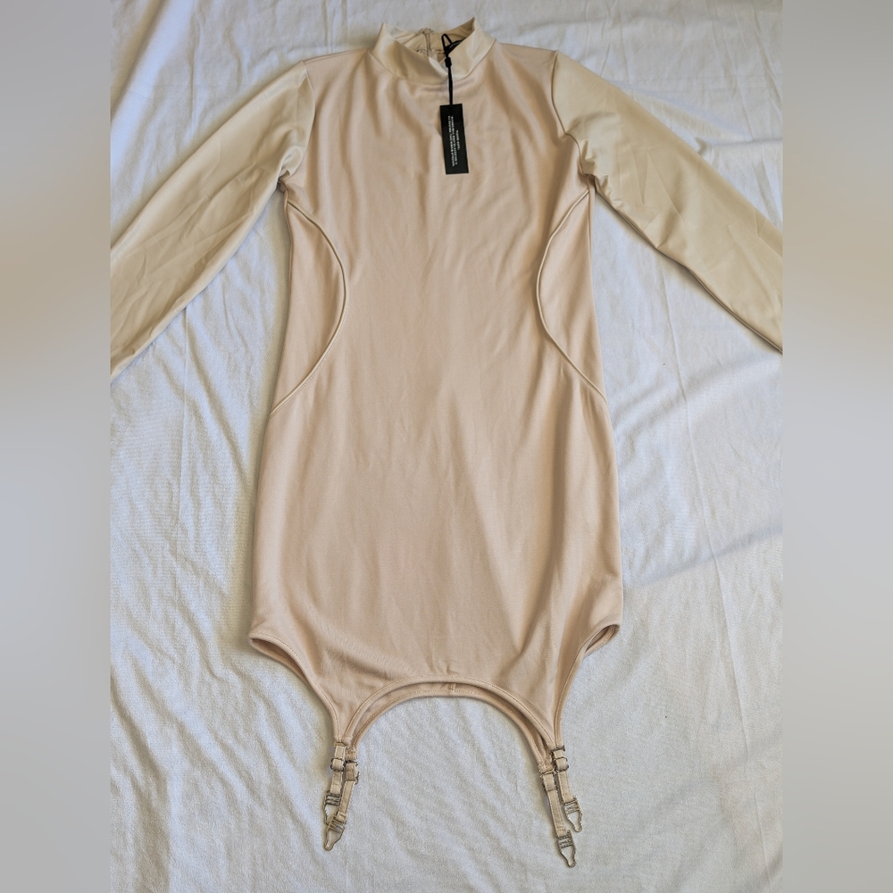 Maniere De Voir Vegan Leather Suspender Dress Size 16 NWT